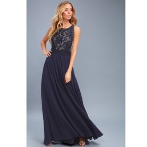 Lulu's Navy Lace Maxi Dress